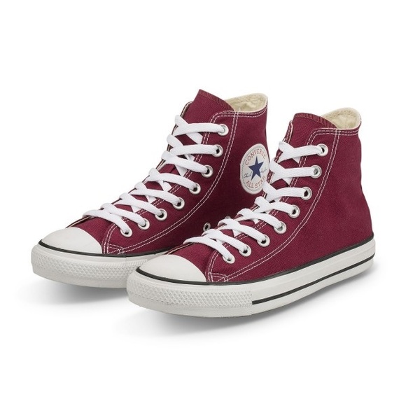 maroon high top converse